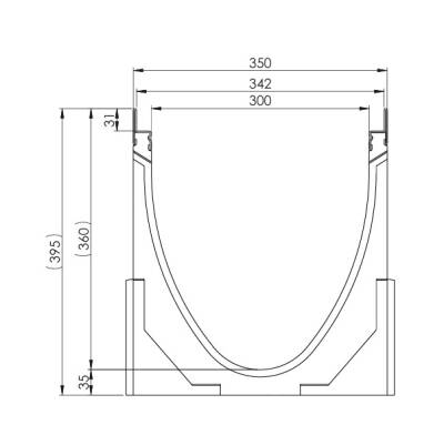 Aco - Multiline V300 Polimer Beton Kanal H.38,5cm En.35cm 0,5mt DN200 Alttan Çıkışlı - 13533 - 2