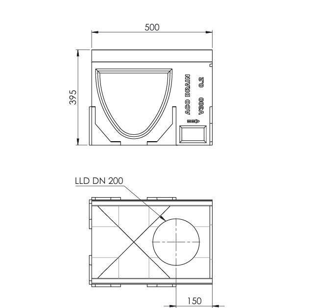 Aco - Multiline V300 Polimer Beton Kanal H.38,5cm En.35cm 0,5mt DN200 Alttan Çıkışlı - 13533 - 3