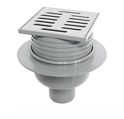 Aco - RUG Süzgeç Seti 100X100mm DN50 Dikey Çıkış, Paslanmaz Çelik Izgaralı, Koku Tutuculu - 316741