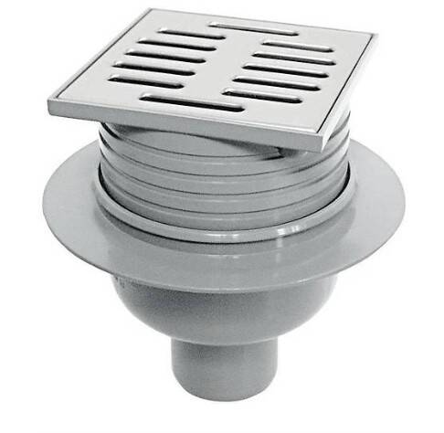 Aco - RUG Süzgeç Seti 100X100mm DN75 Dikey Çıkış, Paslanmaz Çelik Izgaralı, Koku Tutuculu - 316742 - 1