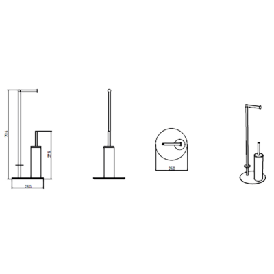 Bocchi Ayaklı Tuvalet Kağıtlık ve Fırçalık Krom 3055-0007 - 2