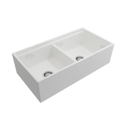 Bocchi Contempo Step Rim Çift Gözlü Eviye 91 Cm Parlak Beyaz 1348-001-0120