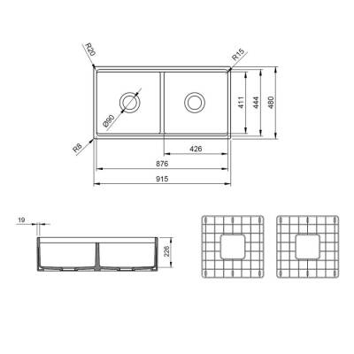 Bocchi Contempo Step Rim Çift Gözlü Eviye 91 Cm Parlak Beyaz 1348-001-0120 - 5
