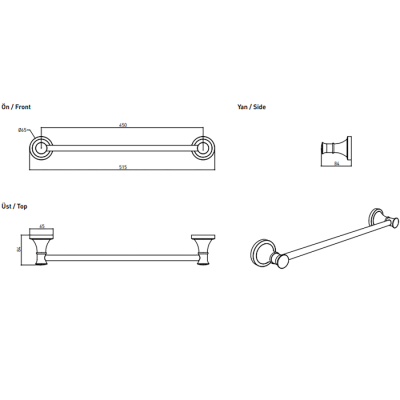 Bocchi - Nuova Krom Havluluk Uzun 520 mm - 3022-0006 - 2