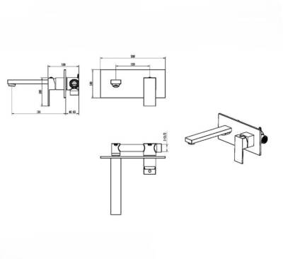 BOHEME - Qubic Ankastre Lavabo Bataryası - 475-NB - 2