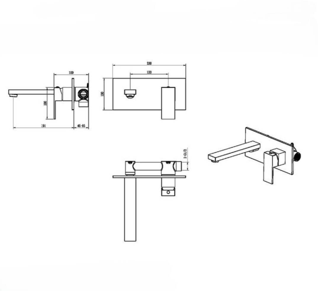 BOHEME - Qubic Ankastre Lavabo Bataryası - 475-NB - 2