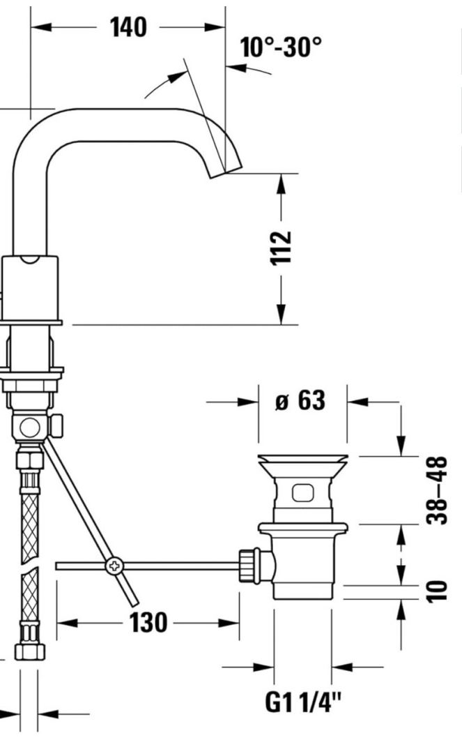 Duravit - C.1 3 Delikli Ankastre Lavabo Bataryası (Sifon Kumandalı) - C11060005010-TESHIR - 3
