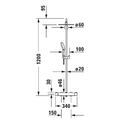 Duravit - C.1 Termostatik Duş Bataryalı Duş Sistemi - C14280008010-TESHIR - 3