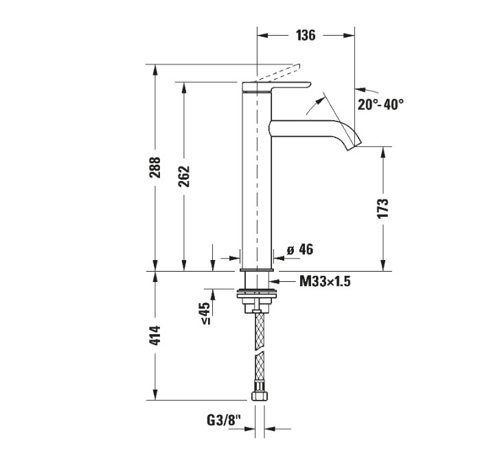 Duravit - C.1 Tezgah Üstü Lavabo Bataryası (L Boy) - C11030002010-TESHIR - 3