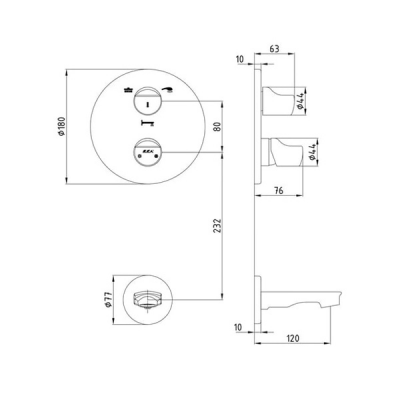 ECA Myra Ankastre Banyo Bataryası 3 Yollu - 102126659H-TESHIR - 2