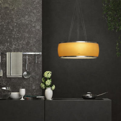 Falmec - Ada 58 cm, el-yapımı amber (bal rengi) satine cam, 600 m3/h Davlumbaz - SOFFIO-TESHIR