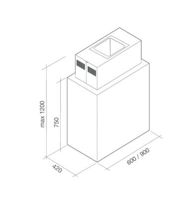 Falmec - Laguna Ada Tipi Davlumbaz 90 cm – Beyaz Cam, Modern Tasarım - CLDI9075.E0P2*ZZZI491F-TESHIR