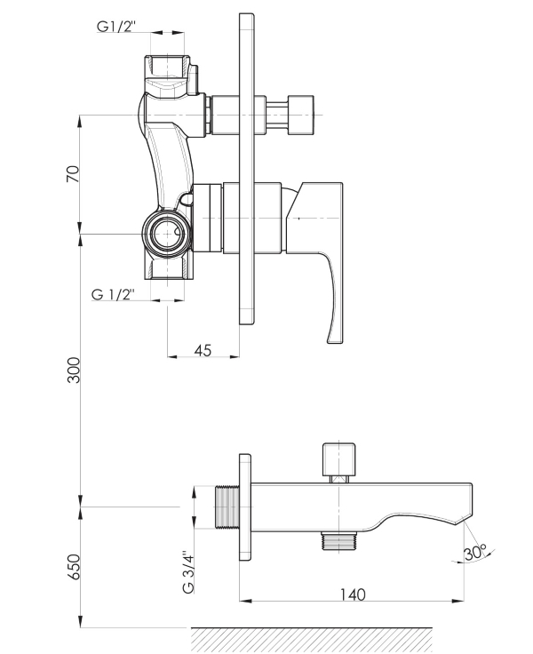 GPD Fuego Tam Ankastre Banyo Bataryası - MTA105-TESHIR - 2