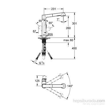 Grohe K7 Tek Kumandalı Spiralli Eviye Bataryası - G32176000-TESHIR - 2