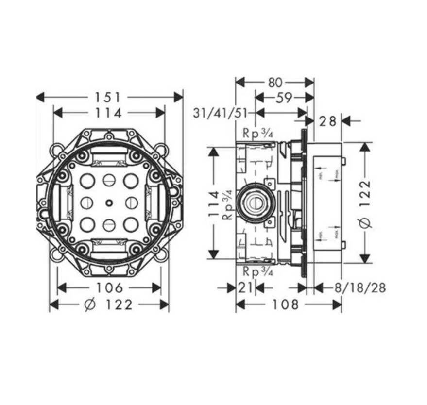 Hansgrohe - Ibox Universal Ankastre İç Set - 01800180 - 2