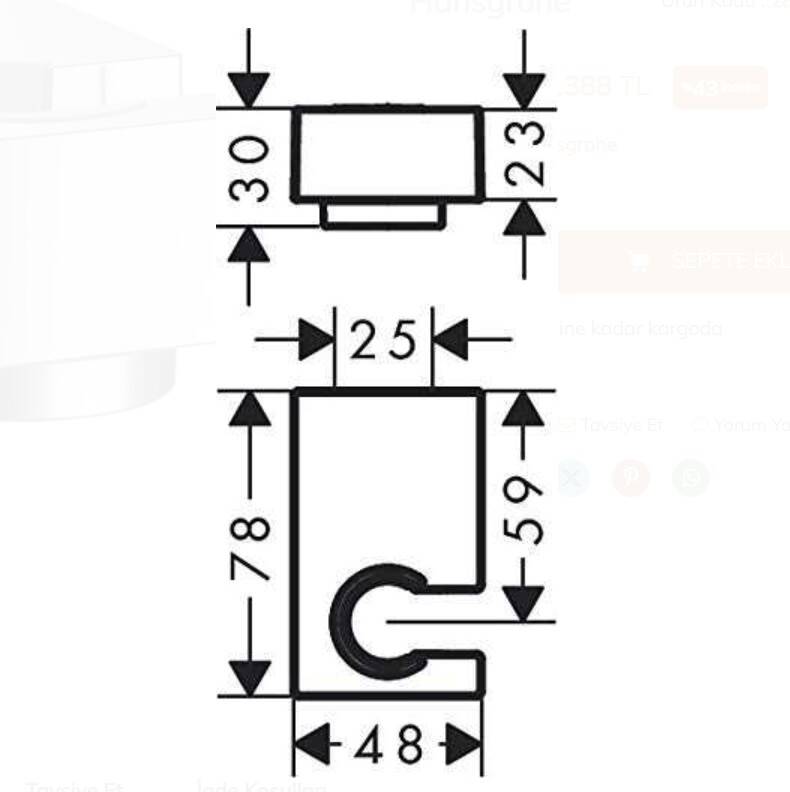 Hansgrohe - Porter E Duş Askısı - 28387000 - 2