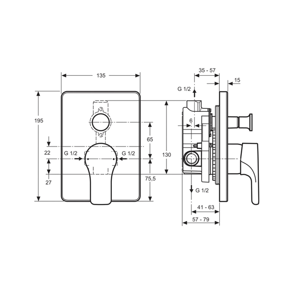 Ideal Standard Attitude Ankastre Banyo Bataryası - A4607AA-TESHIR - 4