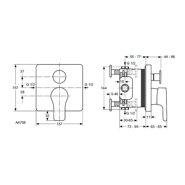 Ideal Standard Attitude Ankastre Banyo Bataryası - A4758AA-TESHIR - 4