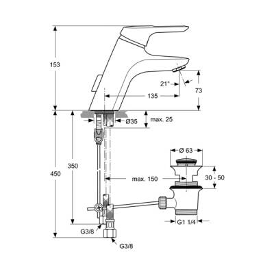 Ideal Standard Ceramix Blue Lavabo Bataryası - A5646AA-TESHIR - 3
