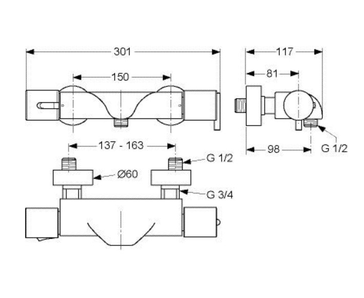 Ideal Standard Jado Glance Termostatik Duş Bataryası - A5329AA-TESHIR - 2