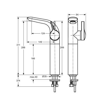 Ideal Standard Melange Tezgah Üstü Lavabo Bataryası - A4266AA-TESHIR - 3