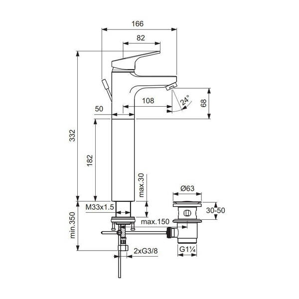 Ideal Standard Slimline II Lavabo Bataryası - B8595AA-TESHIR - 2