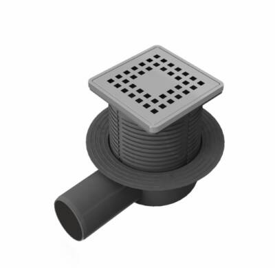 Kabinet - Selge Standart 10×10 cm Yükseklik Ayarlı Yer Süzgeci – 1 mm 304 Paslanmaz, Mat Gümüş - SE01001A.MG.360