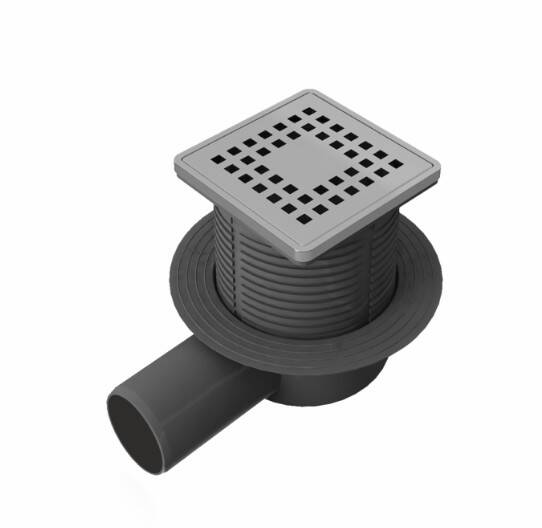 Kabinet - Selge Standart 10×10 cm Yükseklik Ayarlı Yer Süzgeci – 1 mm 304 Paslanmaz, Mat Gümüş - SE01001A.MG.360 - 1