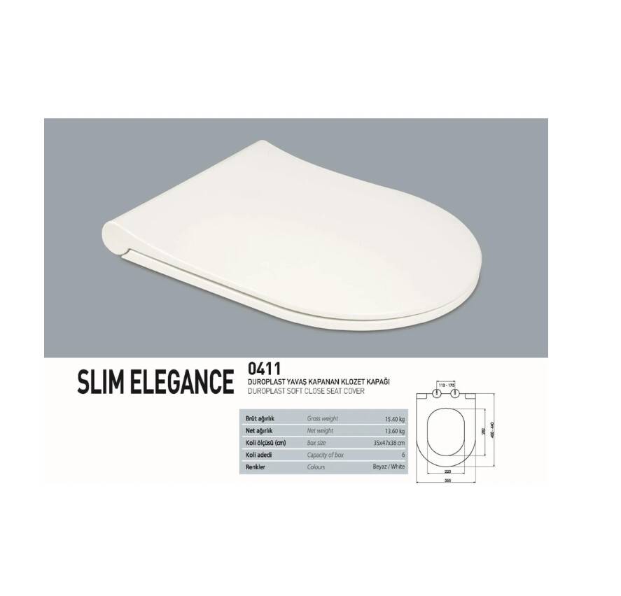 Nkp - Duroplast Slım Elegance Yavaş Kapanan Klozet Kapak - 0411 - 1