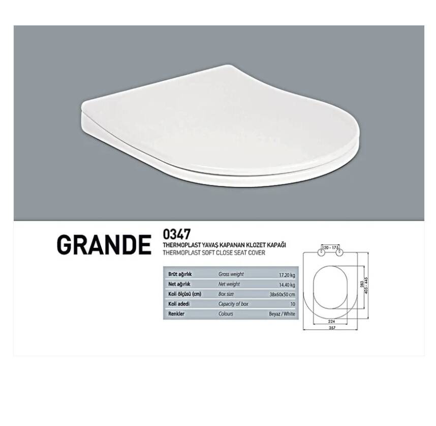 Nkp - Grande Thermoplast Yavaş Kapanan Klozet Kapağı - 0347 - 1