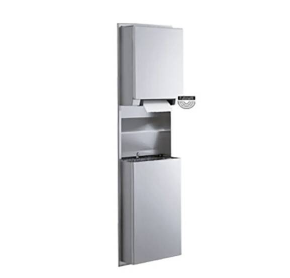 Sonia - Bobrick Classic Fotoselli Yarı Ankastre Paslanmaz Çelik Kağıt Dispanseri Çöp Kovası Sıva Üstü - A.1BB.B-3974 - 1