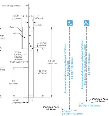 Sonia - Bobrick Classic Fotoselli Yarı Ankastre Paslanmaz Çelik Kağıt Dispanseri Çöp Kovası Sıva Üstü - A.1BB.B-3974 - 3